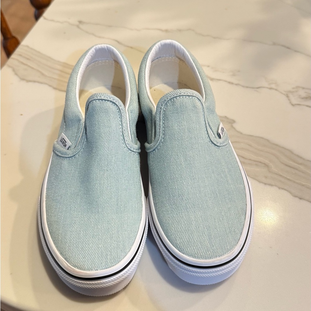 NEW Vans Kids Slip-On Sneakers - Light Blue girls size 2